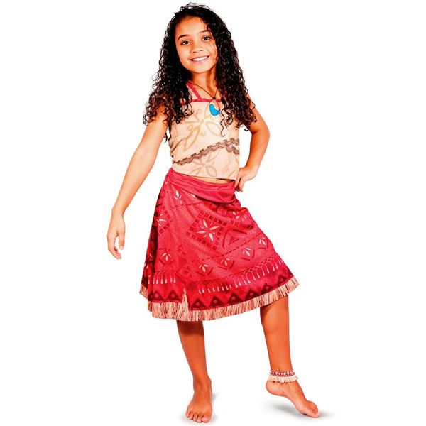 Fantasia Moana 2 Infantil Clássica Com Colar Original Disney Bege