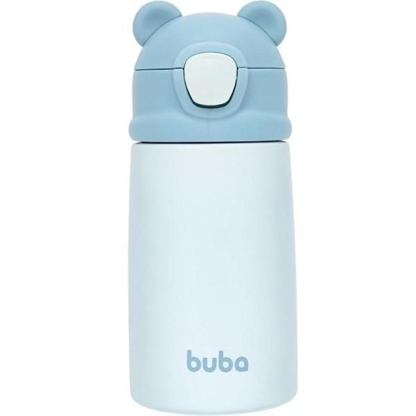 Garrafa Termica Infantil com Canudo Ursinho 320ML Buba Rosa