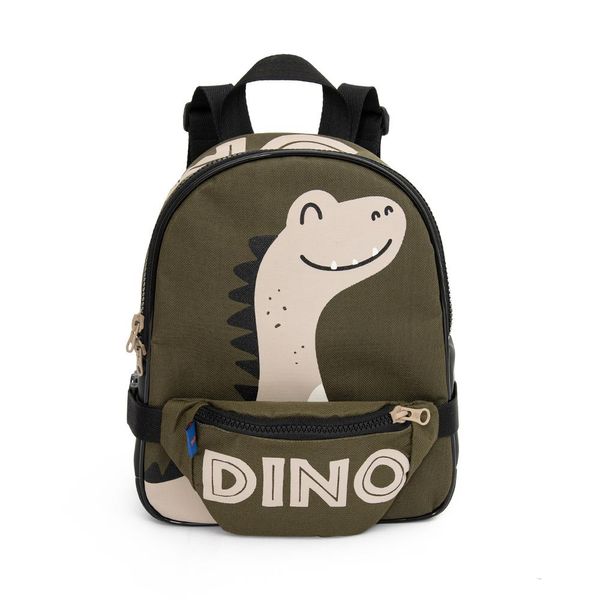 Mochila Com Pochete-Lancheira Mait Dino Verde Militar Único