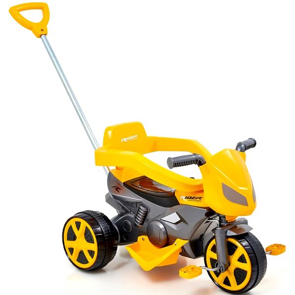 Motoca Andador Passeio Infantil Alça de Empurrar e Proteção Amarelo