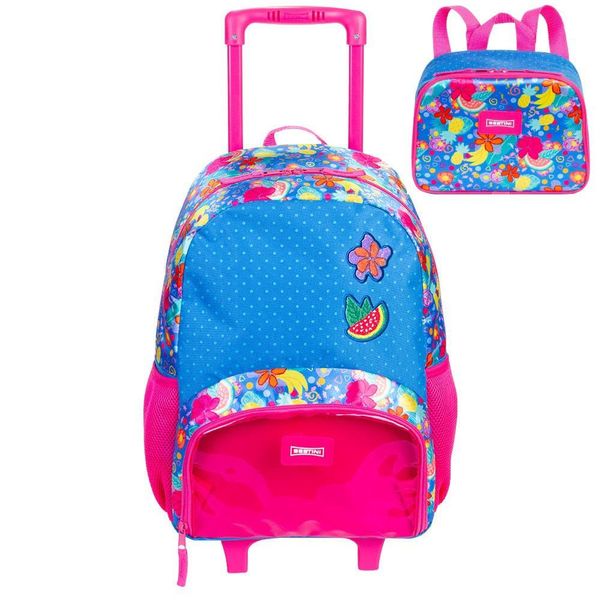 Kit Mochila de Rodinhas e Lancheira Sestini M Plus Floral Único