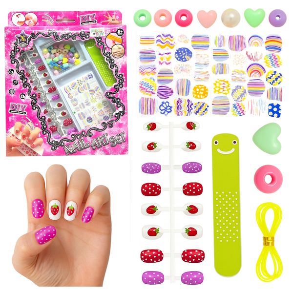 Kit para unhas Nail Art Infantil com Miçangas e Adesivos