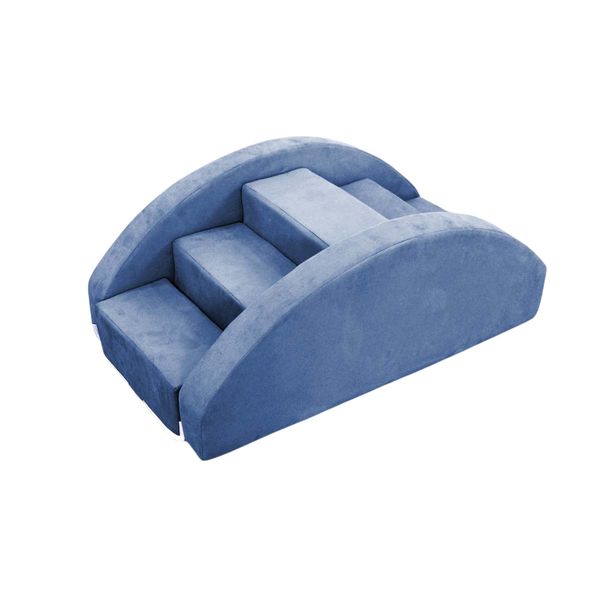 Ponte de Degraus 1m04 x 62cm x 40cm 5 Degraus + 2 Laterais em Suede Azul Marinho