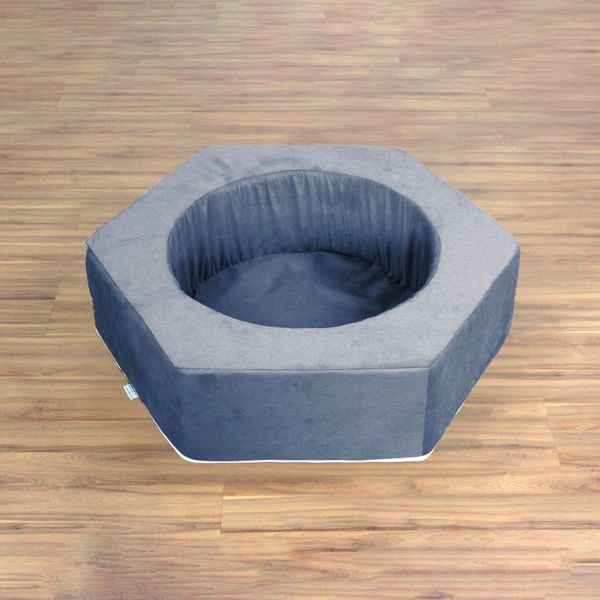 Piscina de Bolinha Hexágono Espumado Sensorial Modular Infantil em Suede Azul Marinho