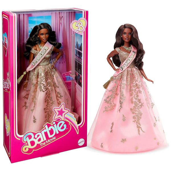 Boneca Barbie Presidente Colecionável com Vestido Rosa e Dourado Cintilante, Barbie 110v