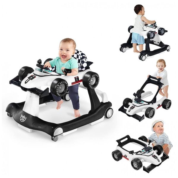 Andador Infantil Interativo 4 em 1 com Sons, Luzes e Atividades, Baby Joy, Branco 110v