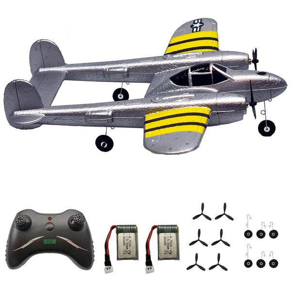 RTF Avião de Controle Remoto 2.4G Design 2CH, Idade Recomendada 14, PLRB TOYS, Cinza 110v