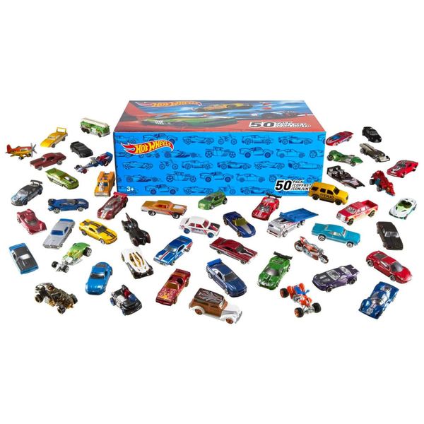 Kit com 50 Miniaturas Hot Wheels em Escala 1:64 Diversos Estilos e Cores Mattel 110v