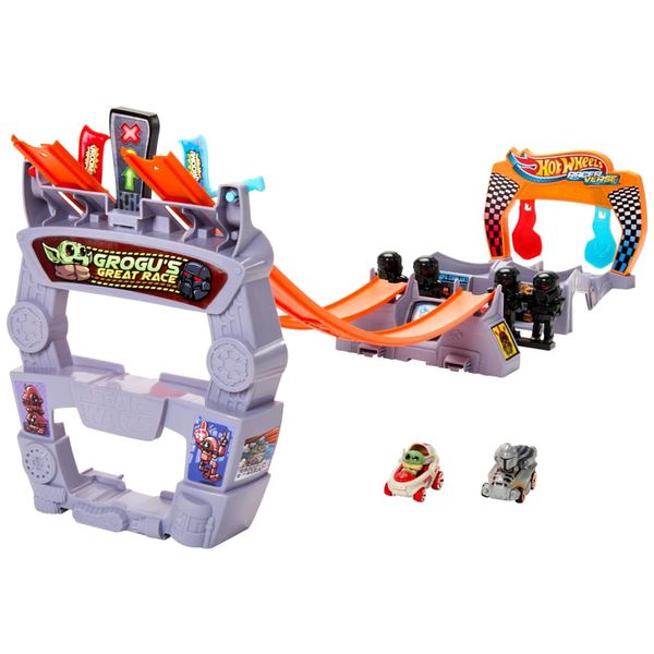Pista RacerVerse Star Wars com 2 Pilotos Grogu e Mandaloriano para Crianças Acima de 4 Anos, Hot Wheels ND