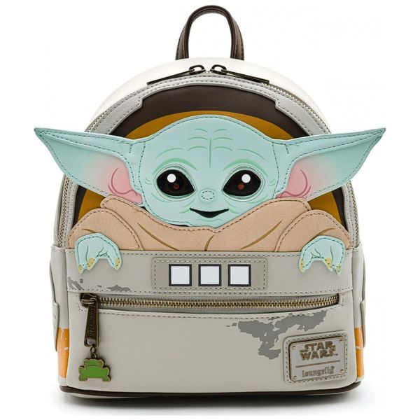Mochila Escolar Infantil Loungefly Star Wars Baby Yoda para Crianças a Partir de 6 Anos, Cinza 110v