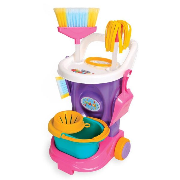 Carrinho de Limpeza Infantil Cleaning Trolley Azul ou Roxo - Com 6 Acessórios - Brinquedo Educativo de Faz de Conta a Partir de 3 Anos Roxo
