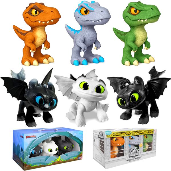 Kit 3 Dinos Jurassic Velociraptor 3 Dragão Dusk Down Eclipse