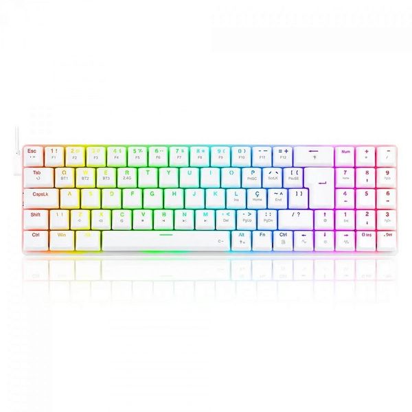Teclado Mecânico Gamer Redragon Ashe, RGB, Switch Blue, ABNT2, White Único / Branco