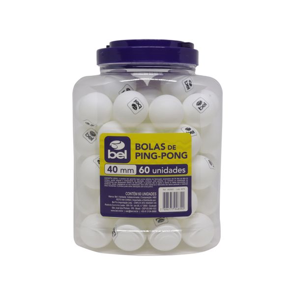 Kit com 60 Bolinhas de Ping-Pong Branco Bel Único