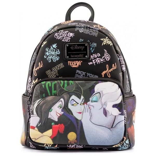 Mochila Escolar Infantil Loungefly Disney Vilãs para Crianças a Partir de 6 Anos, Preta 110v
