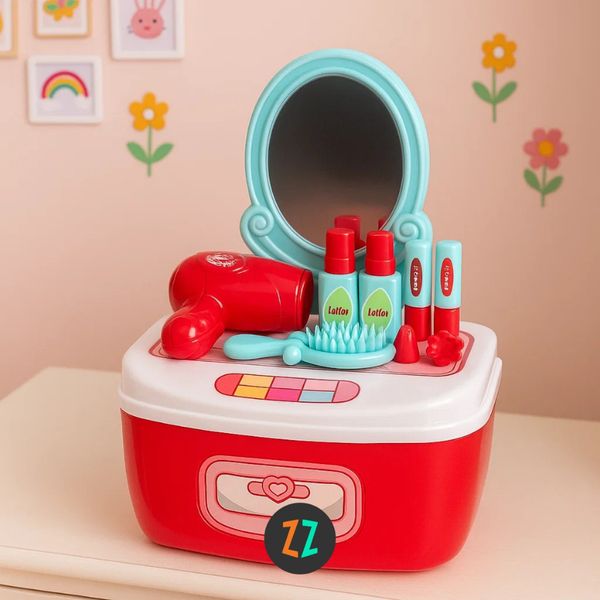 Maleta Infantil de Brinquedo Faz de Conta - 4 Temas: Dentista, Cozinha, Fashion e Ferramentas - Educativo e Interativo Vermelho