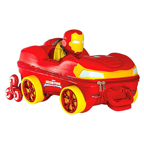 Mochila de Rodinha 3D Maxtoy Iron Man Carro Vermelho Amarelo