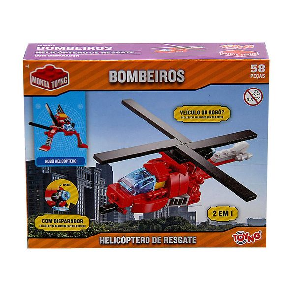 Brinquedo Bombeiro Helicóptero De Resgate Ou Robô Movido À Fricção Toyng