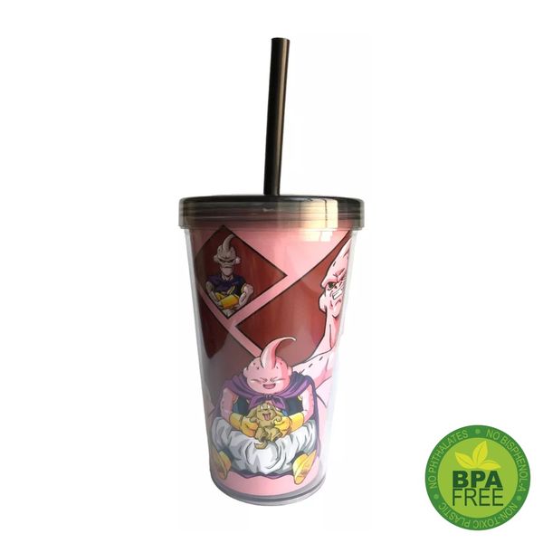 Copo com Tampa e Canudo 450 ml Dragon Ball Z - Majin Boo