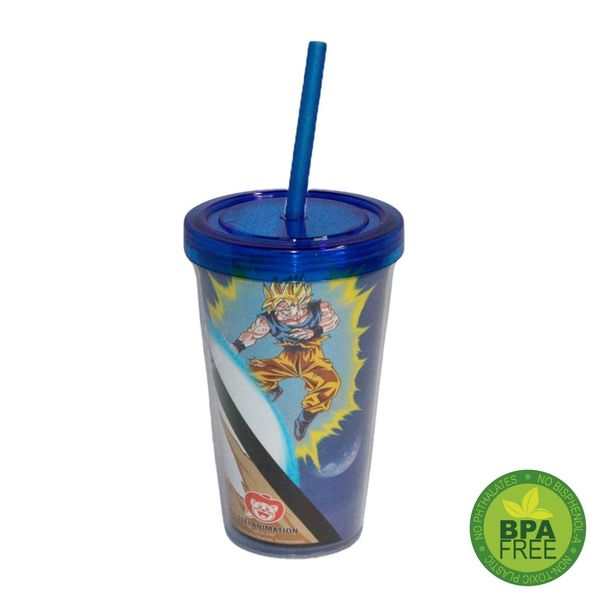 Copo com Tampa e Canudo 450 ml Dragon Ball Z - Goku Vs Boo