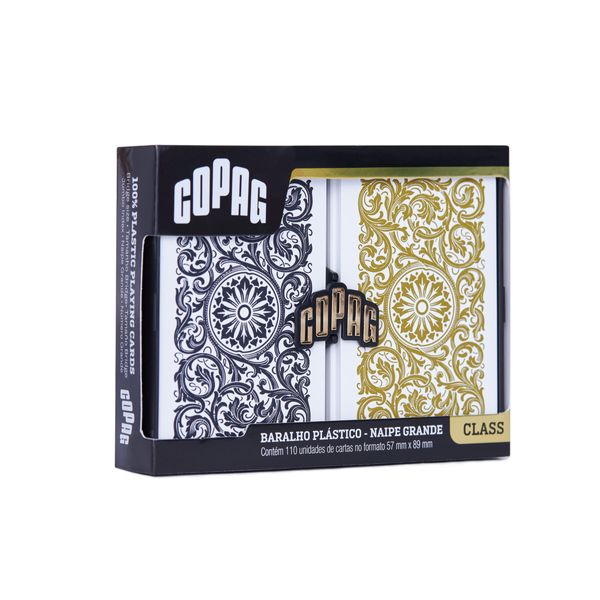 Baralho Class 1546 Elite Preto e Dourado Estojo Duplo Naipe Grande