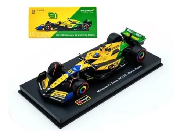 Miniatura Metal 1/43 C/ Piloto Caixa Acrilica Formula 1 2024 McLaren F1 MCL38 Oscar Piastro 81 – Burago