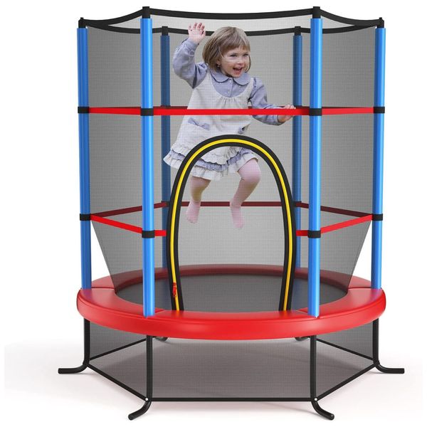 Trampolim Giantex para crianças, trampolim infantil aprovado pela ASTM 55 Mini com rede de segurança, design sem lacunas, fácil de montar trampolim 110v
