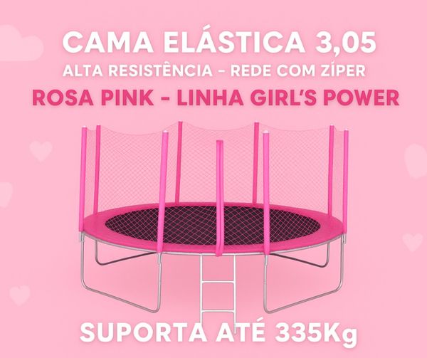 Cama Elástica 3,05 Direto da Fabrica - Rosa Pink - Fechamento com ziper- Suporta até 335Kg
