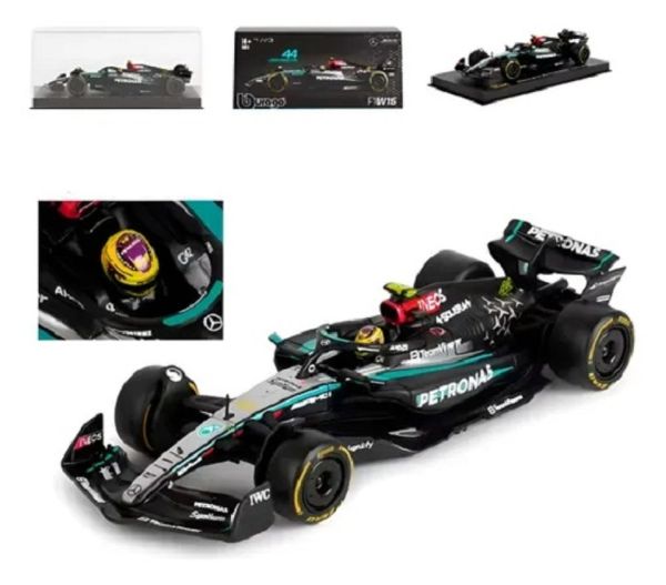 Miniatura Metal 1/43 C/ Piloto Caixa Acrilica Formula 1 Mercedes F1W15 Lewis Hamilton 44 – Burago