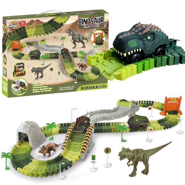 Pista de Carrinhos Moldável Parque Dinossauros Super Wheels