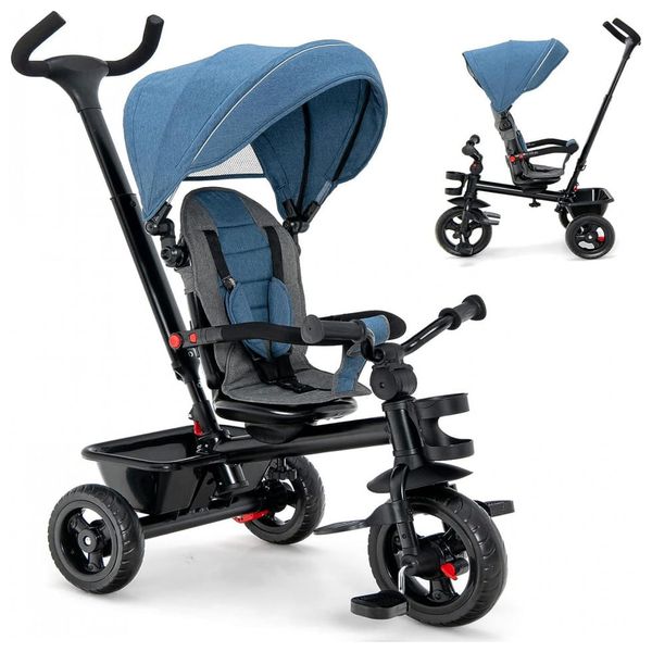 Triciclo Infantil para Passeio HONEY JOY com Assento Ajustável 5 Estágios, Idade Recomendada 1 a 5 Anos, Rosa 110v
