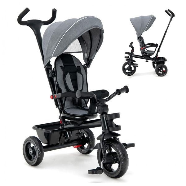 Triciclo Infantil para Passeio com Assento Ajustável 5 Estágios, Idade Recomendada 1 a 5 Anos, HONEY JOY, Azul 110v