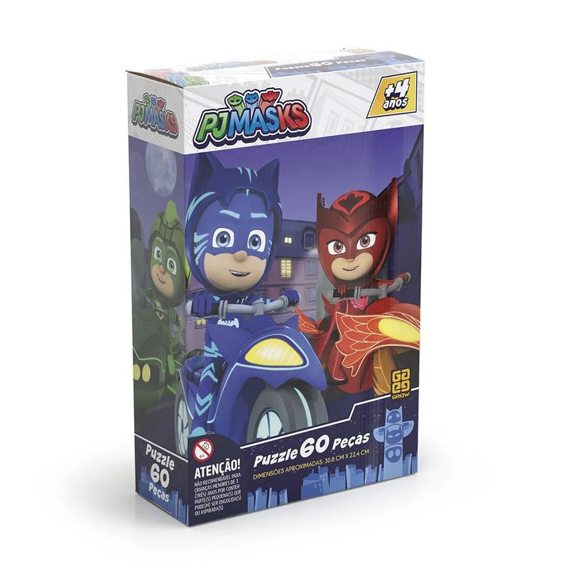 Quebra-Cabeça - 60 Peças - PJ Masks - Corujita e Menino Gato - Grow -  PBKIDS Mobile