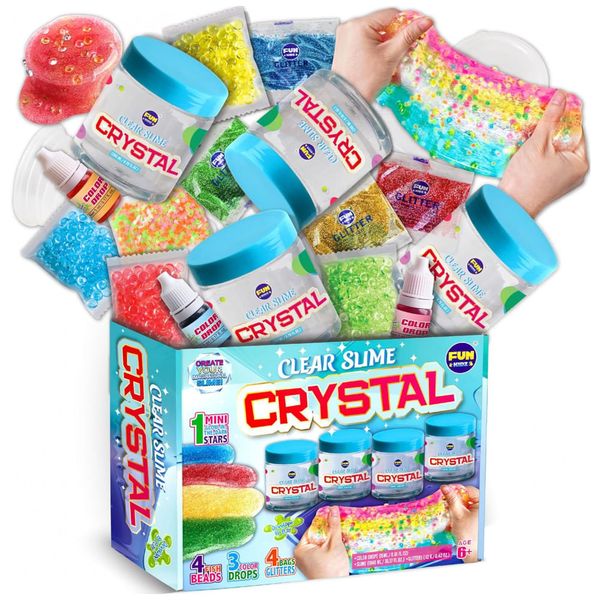 Kit de Slime Transparente, 4 Unidade de 1 L com Acessórios para Crianças de 6 a 12 Anos, FunKidz 110v