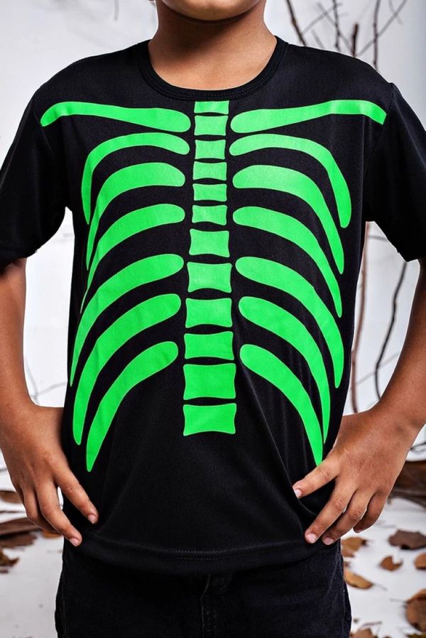 Camiseta Infantil Caveirinha Verde Unissex 8