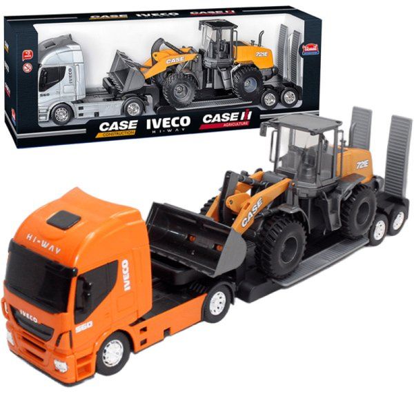 Brinquedo Colecionável Miniatura Caminhão Carregadeira Iveco Laranja
