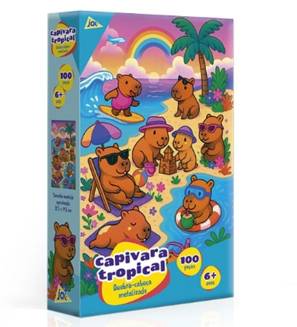 QUEBRA CABEÇA 100 PC ENCAPADO - CAPIVARA TROPICAL METALIZADO