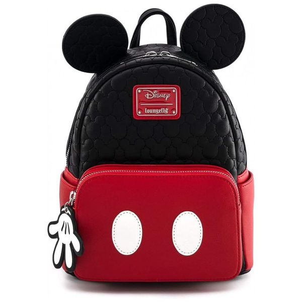 Mini Mochila Escolar Infantil Loungefly Disney Mickey Mouse para Crianças a Partir de 5 Anos, Preta e Vermelha 110v