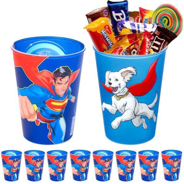 5 Copos Superman 320ml p/ Sacola Surpresa de Aniversário Lembrancinha de Festa Infantil