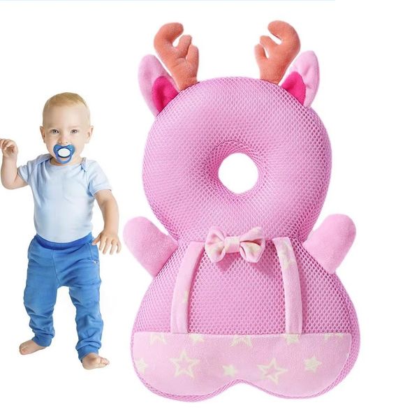 Almofada Mochila Protetor Cabeça Bebe Alta Precisão Sos Rosa