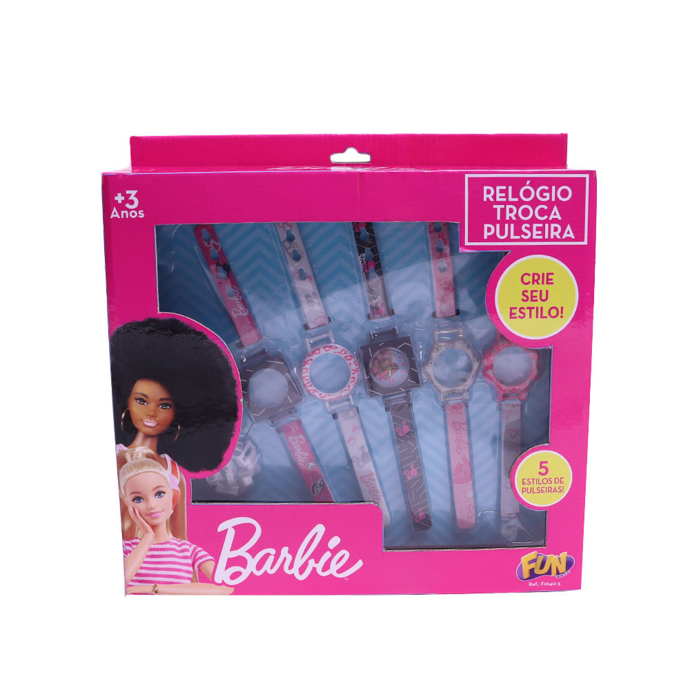 Relogio Infantil Barbie Troca Pulseiras com 5 Pulseiras Fun 0