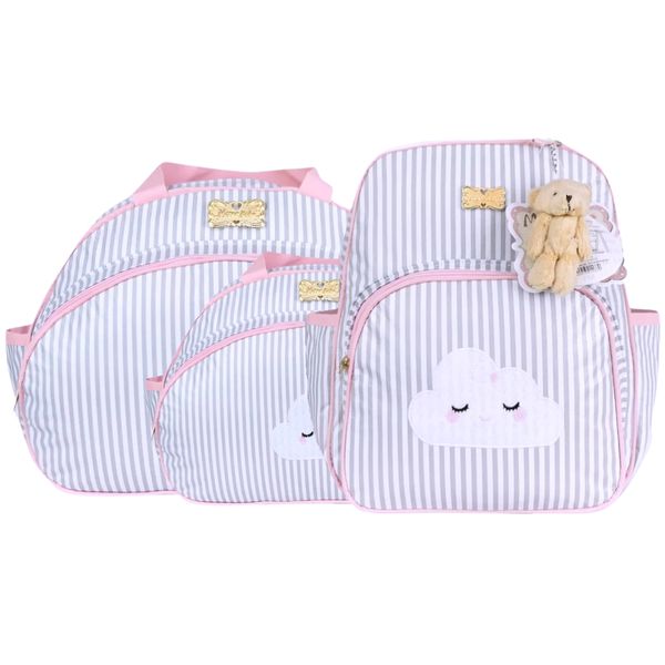 Kit Bolsas Maternidade Mave Baby 225/226 Cinza e Rosa