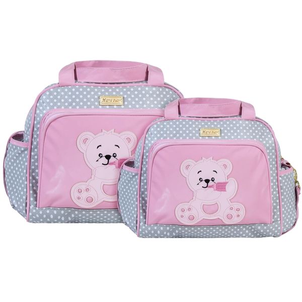 Kit Bolsas Maternidade Mave Baby 1065/1066 Cinza e Rosa