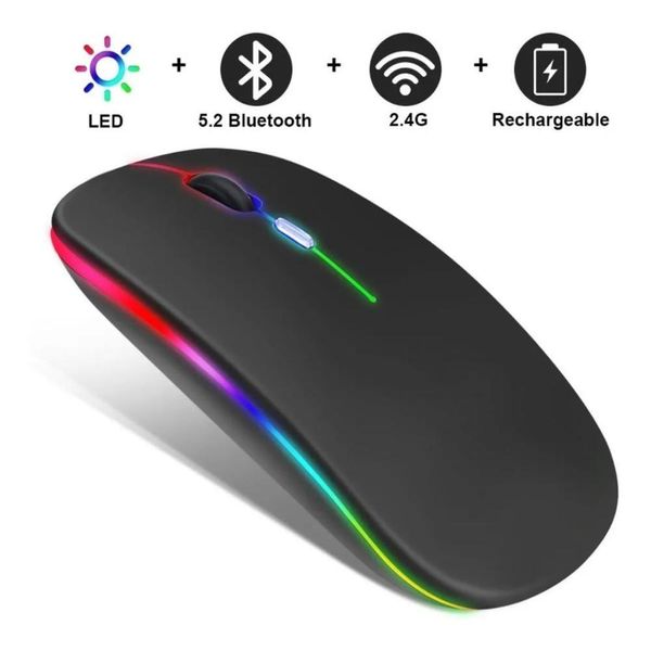 Mouse Sem Fio Bluetooth Wireless Recarregável E-1300 Pro Preto