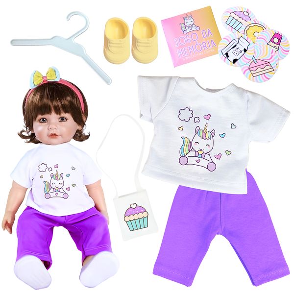KIT ROUPA BONECA PARA REBORN - MEMÓRIA DE UNICÓRNIO - 6 PÇS