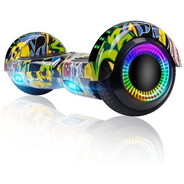 Hoverboard FLYING-ANT 6.5" Vermelho B-Graffiti com Alto-falante, Luzes de LED e Bluetooth