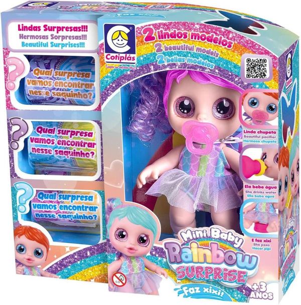 Boneca Mini Rainbow Surprise Faz Xixi Cotiplás Sortida 2720