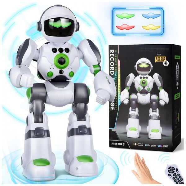 Robô Programável Preto e Prateado – Zreswap Robot Toys: Programmable Dancing Robot com Controle Remoto, Gravação de Voz e Controle por Gestos