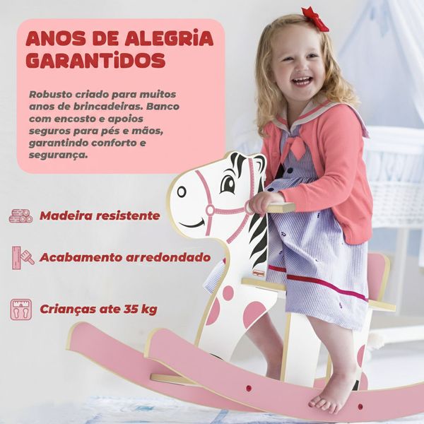 GANGORRA CAVALINHO COM BALANÇO DE MADEIRA 2+ ROSA