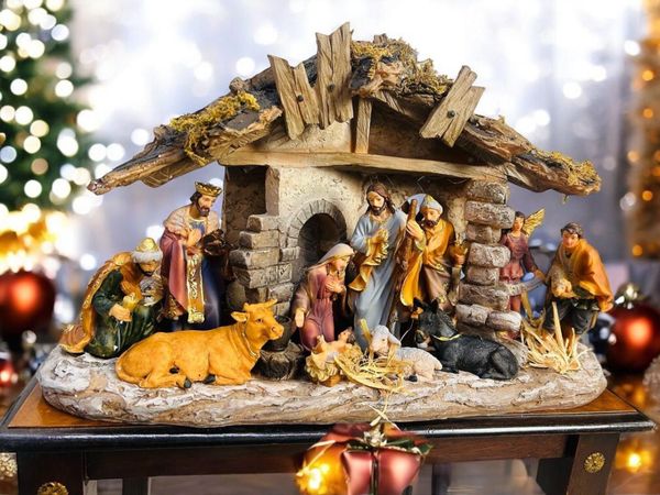Presépio Natalino com 11 Personagens – Peça Única em Resina 40cm